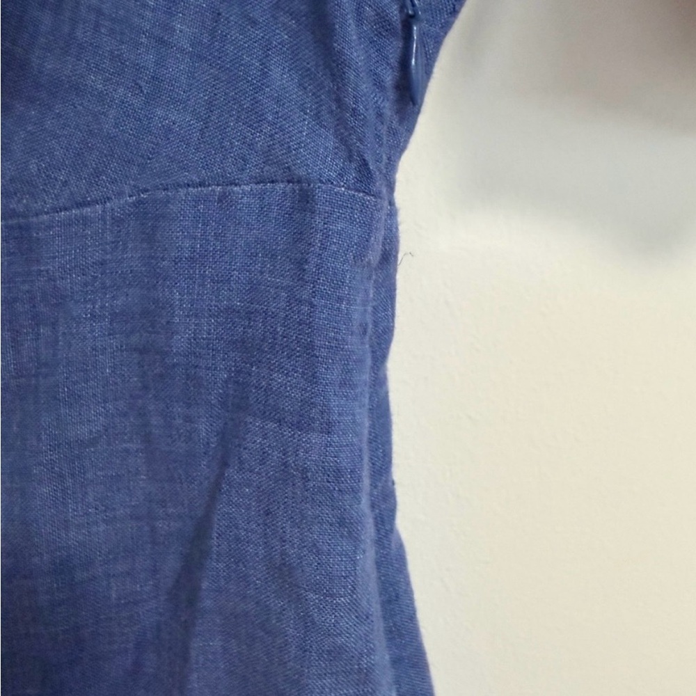 Boden 100% Linen Blue 3/4 Sleeved Dress - Picture 5 of 10